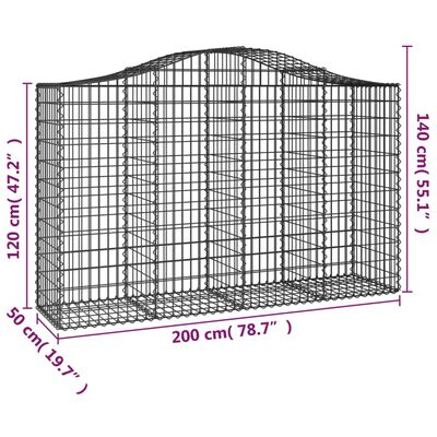 vidaXL Lučne gabionske košare 2 kom 200x50x120/140cm pocinčano željezo