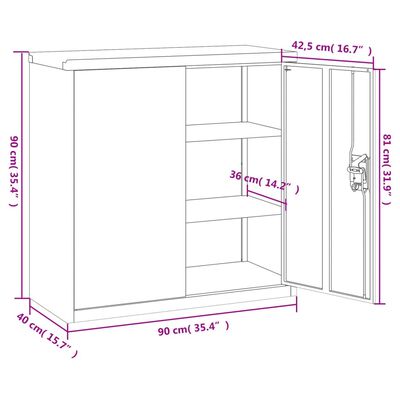 vidaXL Ormarić za spise svjetlosivi 90 x 40 x 130 cm čelični