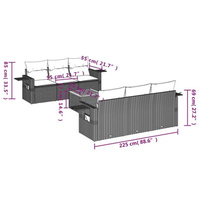 vidaXL 7-dijelni set vrtnih sofa sivi od poliratana