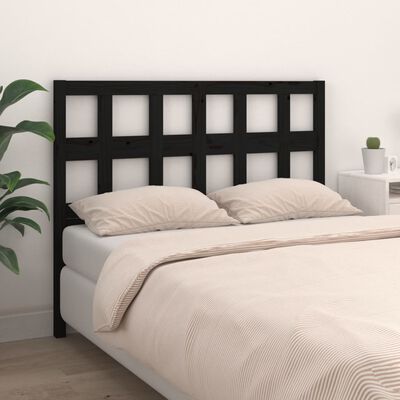 vidaXL Uzglavlje za krevet crni 140,5 x 4 x 100 cm od masivne borovine