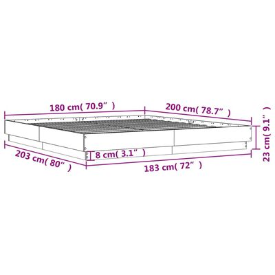 vidaXL Okvir za krevet smeđa boja hrasta 180x200 cm konstruirano drvo