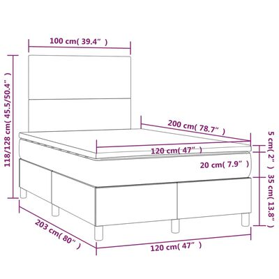 vidaXL Krevet s oprugama i madracem sivi 120x200 cm od umjetne kože