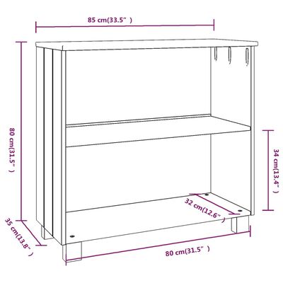 vidaXL Komoda HAMAR bijela 85 x 35 x 80 cm od masivne borovine