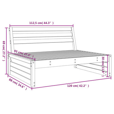 vidaXL Srednja vrtna sofa bijela 120 x 80 cm od masivne borovine