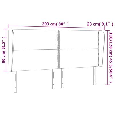 vidaXL Uzglavlje s ušima tamnozeleno 203x23x118/128 cm baršunasto