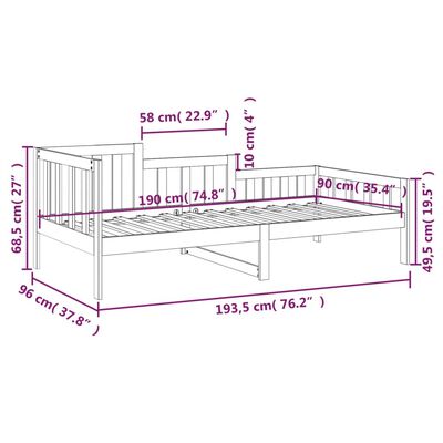 vidaXL Dnevni ležaj smeđa boja meda 90 x 190 cm od masivne borovine