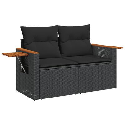 vidaXL 8-dijelni set vrtnih sofa od poliratana s jastucima crni