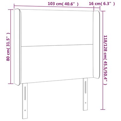 vidaXL Uzglavlje s ušima tamnosivo 103x16x118/128 cm baršunasto