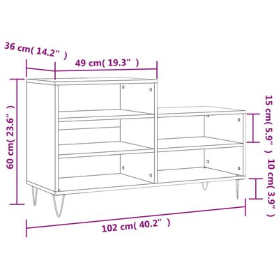 vidaXL Ormarić za cipele sjajni bijeli 102x36x60 cm konstruirano drvo