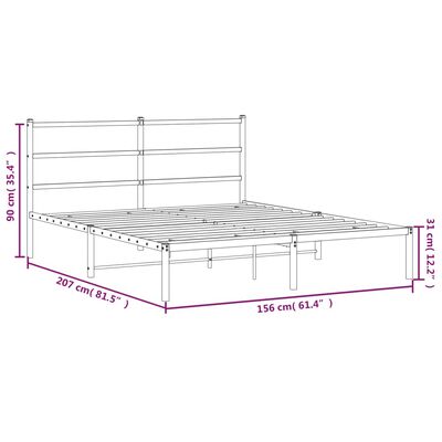 vidaXL Metalni okvir za krevet s uzglavljem bijeli 150x200 cm