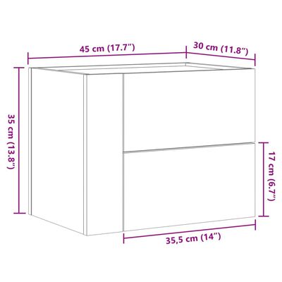 vidaXL Zidni noćni ormarići 2 kom crni 45 x 30 x 35 cm