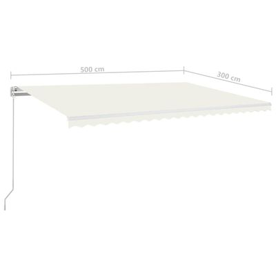 vidaXL Tenda na ručno uvlačenje 500 x 300 cm krem