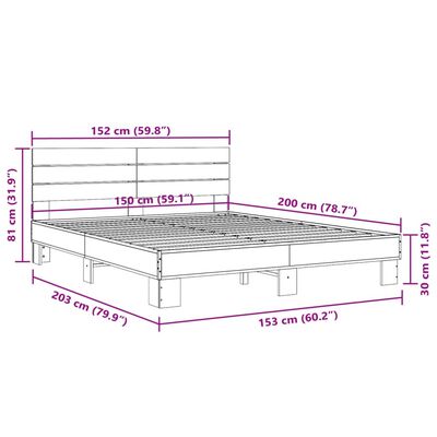 vidaXL Okvir za krevet boja hrasta 150x200cm konstruirano drvo i metal