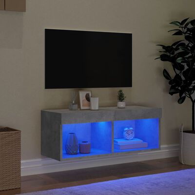 vidaXL TV ormarić s LED svjetlima siva boja betona 80x30x30 cm