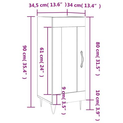 vidaXL Komoda boja hrasta sonome 34,5x34x90 cm od konstruiranog drva