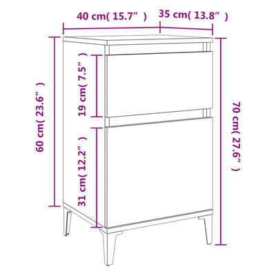 vidaXL Noćni ormarići 2 kom boja hrasta sonome 40 x 35 x 70 cm