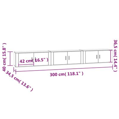 vidaXL Zidni TV ormarići 3 kom boja dimljenog hrasta 100x34,5x40 cm