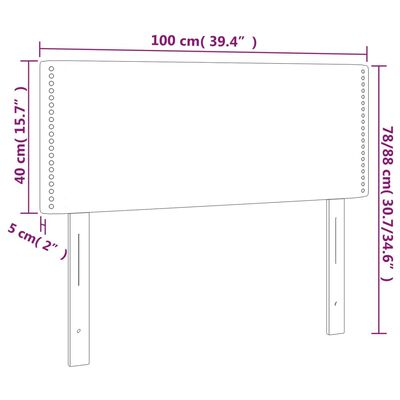 vidaXL LED uzglavlje crno 100 x 5 x 78/88 cm od umjetne kože