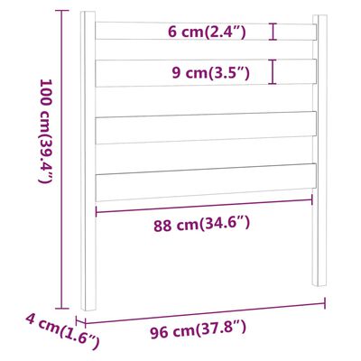 vidaXL Uzglavlje za krevet crno 96 x 4 x 100 cm od masivne borovine