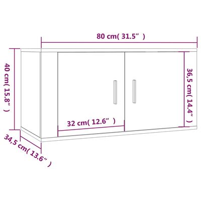 vidaXL Zidni TV ormarići 3 kom boja dimljenog hrasta 80x34,5x40 cm