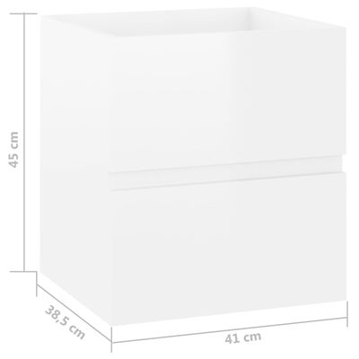 vidaXL Ormarić za umivaonik visoki sjaj bijeli 41x38,5x45 cm drveni