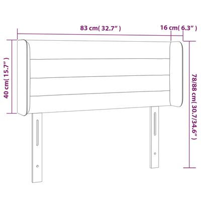 vidaXL Uzglavlje s ušima zeleno 83x16x78/88 cm od tkanine