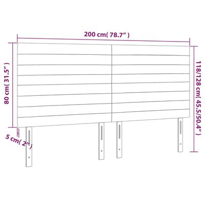 vidaXL Uzglavlje 4 kom crni 100x5x78/88 cm od tkanine