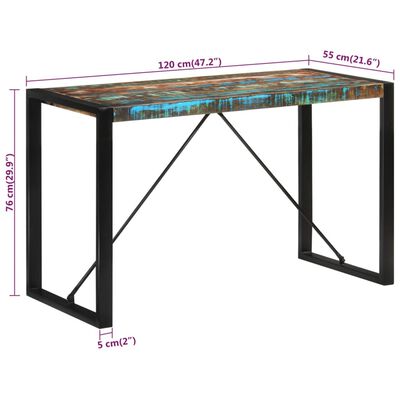 vidaXL Blagovaonski stol 120x55x76 cm od masivnog obnovljenog drva