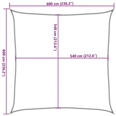 vidaXL Jedro za zaštitu od sunca 160 g/m² kvadratno pijeska 6x6 m HDPE