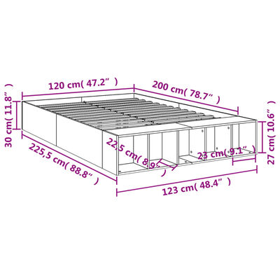 vidaXL Okvir kreveta boja hrasta 120x200 cm od konstruiranog drva