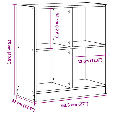 vidaXL Regal za knjige boja betona 68,5x32x75 cm konstruirano drvo