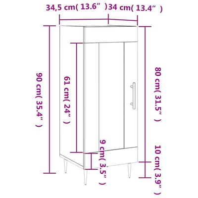 vidaXL Komoda boja hrasta sonome 34,5x34x90 cm od konstruiranog drva