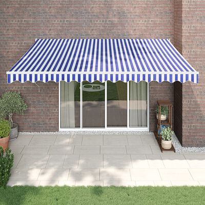 vidaXL Tenda na uvlačenje plavo-bijela 4 x 3 m od tkanine i aluminija