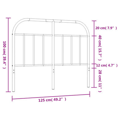 vidaXL Metalno uzglavlje bijelo 120 cm