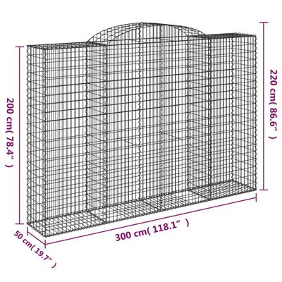 vidaXL Lučne gabionske košare 9 kom 300x50x200/220cm pocinčano željezo