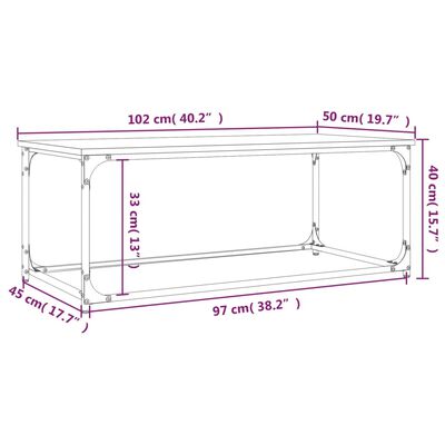 vidaXL Stolić za kavu boja hrasta 102x50x40 cm od drva i željeza