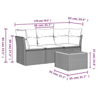 vidaXL-4-dijelni-set-vrtnih-sofa-od-poliratana-s-jastucima-crni