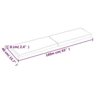 vidaXL Stolna ploča tamnosmeđa 160x40x(2-6) cm obrađena hrastovina