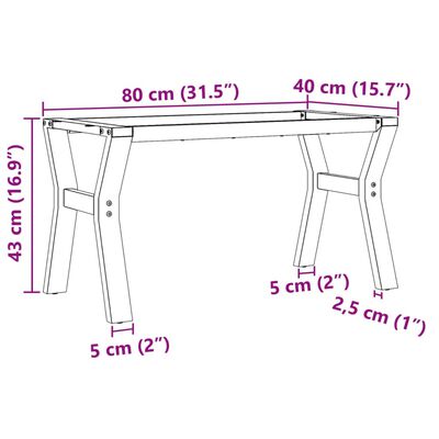 vidaXL Noge za stolić za kavu s Y-oblikom 80x40x43 cm lijevano željezo