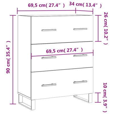 vidaXL Komoda boja hrasta sonome 69,5 x 34 x 90 cm konstruirano drvo