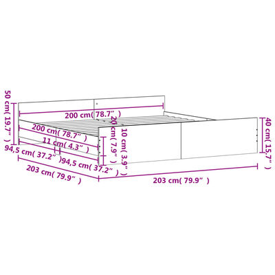 vidaXL Okvir kreveta s uzglavljem i podnožjem boja hrasta 200x200 cm