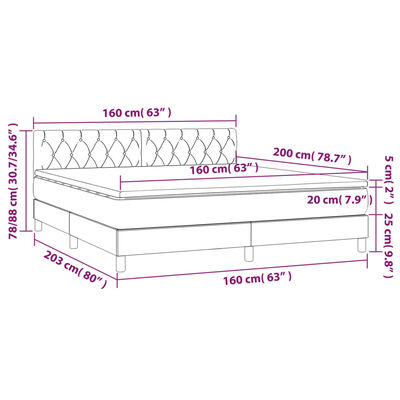 vidaXL Krevet s oprugama i madracem crni 160x200 cm od tkanine