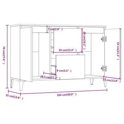 vidaXL Komoda boja smeđeg hrasta 104 x 35 x 70 cm konstruirano drvo