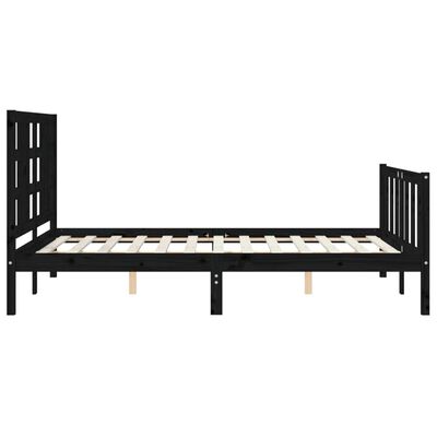 vidaXL Okvir kreveta s uzglavljem crni 140 x 190 cm od masivnog drva