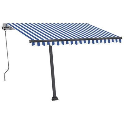 vidaXL Automatska tenda sa senzorom LED 300x250 cm plavo-bijela