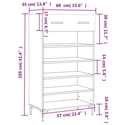 vidaXL Ormarić za cipele sjajni bijeli 60x35x105 cm konstruirano drvo