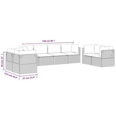 vidaXL 8-dijelna vrtna garnitura od poliratana s jastucima siva