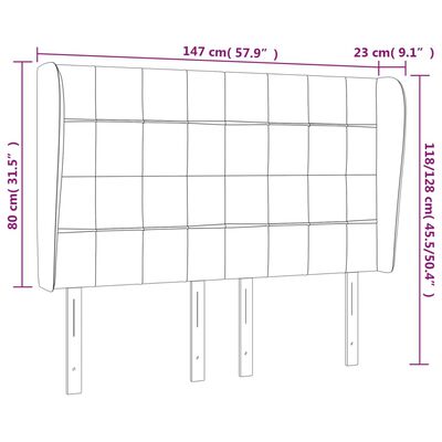 vidaXL Uzglavlje s ušima smeđesivo 147x23x118/128 cm od tkanine