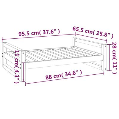 vidaXL Krevet za pse boja meda 95,5x65,5x28cm od masivne borovine