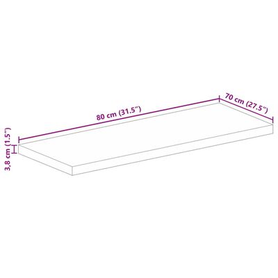 vidaXL Stolna ploča 80x70x3,8 cm pravokutna od masivnog drva manga